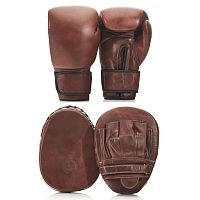Винтажный набор перчаток для бокса и фитнеса LEATHER BOXING GLOVE СЕТ из 2-х