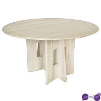 Обеденный стол Travertine Marble Dining Table Round with Sculptural Architectural Base