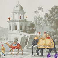 Обои ручная роспись Early Views of India Paille on Crystal Grey scenic paper