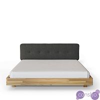 Кровать полутораспальная 140х200 натуральная древесина серая EcoComb