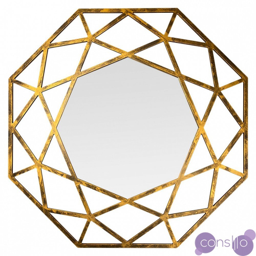 Зеркало круглое шестигранное в темном золоте Tissue