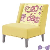 FUN Armchair Snakes yellow Дизайнерское кресло с цветным принтом