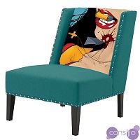 FUN Armchair "Super woman" Turquoise Дизайнерское кресло с цветным принтом