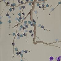 Обои ручная роспись Plum Blossom Colourway SC-81 on Pale Grey dyed silk
