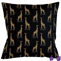 Декоративная подушка с узором из жирафов Home Safari Black