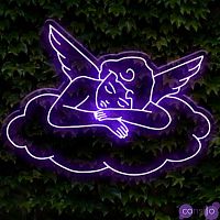 Неоновая настенная лампа Sleeping Angel Neon Wall Lamp Фиолетовый