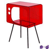 Красная тумбочка в виде телевизора из акрила Red Acrylic Television Nightstand