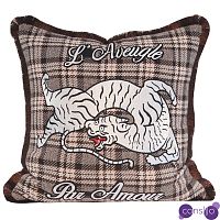 Декоративная подушка с вышивкой Стиль Gucci Plaid Print Tiger Cushion