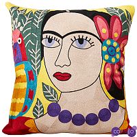 Декоративная подушка с вязаным изображением Frida Kahlo