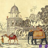 Обои ручная роспись Early Views of India Special Colourway on Deep Rich Gold gilded paper