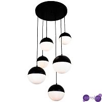 Каскадный светильник с 6-ю плафонами шары Ponzio Flos Cascade  Black Sphere Hanging Lamp