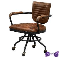 Офисное Кресло на колесах из коричневой винтажной Кожи