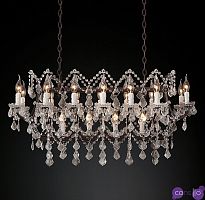 Подвесной дизайнерский светильник 19th C. Rococo Iron & Clear Crystal Rectangular Chandelier 39" by Restoration Hardware