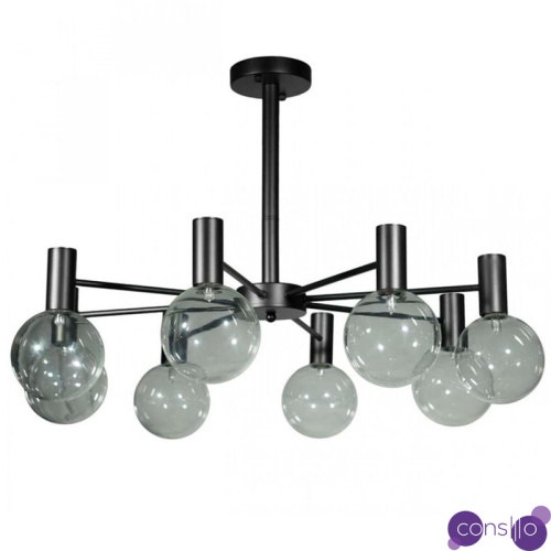 Люстра с дымчатым стеклом Smoke Glass BLACK 8 ламп