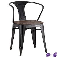 Черный глянцевый стул с сиденьем из натурального дерева TOLIX