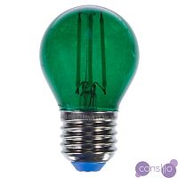 Зеленая прозрачная лампочка LED E27 5W тёплый свет