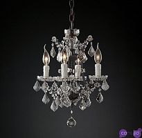 Подвесной дизайнерский светильник 19th C. Rococo Iron & Clear Crystal Round Chandelier 14" by Restoration Hardware