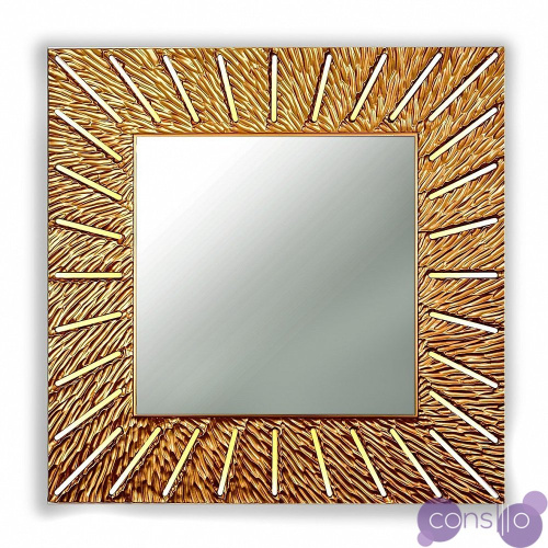 Бронзовое зеркало квадратное настенное SUNSHINE