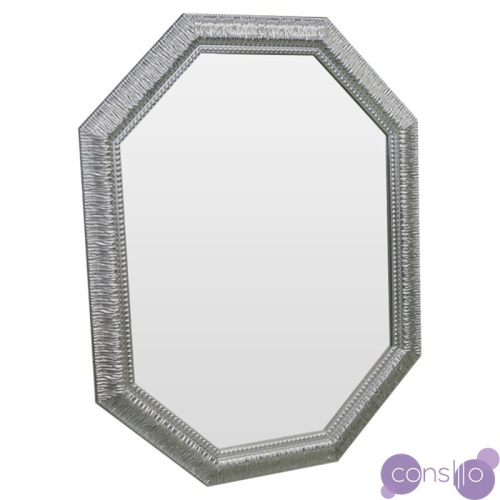 Зеркало серебряное восьмиугольное вытянутое с декором Silver Luxury