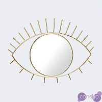 Зеркало в форме глаза декоративное большое в золотой раме Cyclops