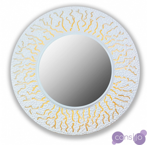 Зеркало круглое настенное белое CORAL