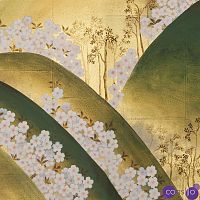 Обои ручная роспись Kiso Mountains Special Colourway on Deep Rich Gold gilded tea paper