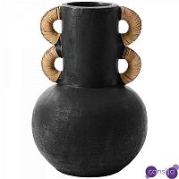 Ваза Round Vase Ceramic & Rattan