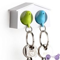 Держатель+брелок для ключей двойной mini sparrow зеленый-голубой