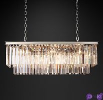 Подвесной дизайнерский светильник 1920s Odeon Clear Glass Fringe Rectangular Chandelier 40" by Restoration Hardware