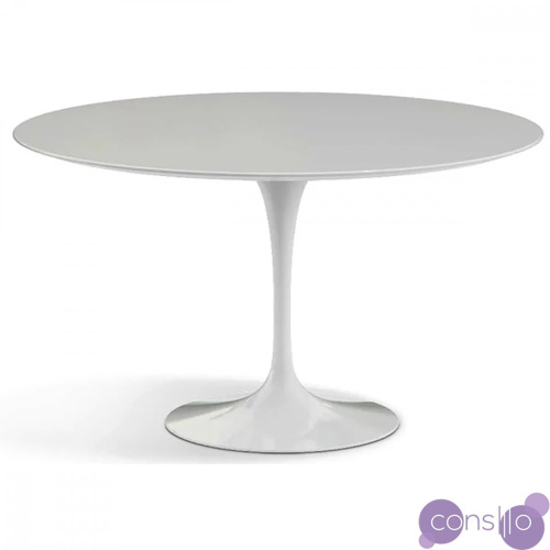 Обеденный стол круглый белый глянцевый 120 см Apriori T