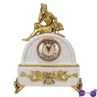 Часы белые фарфоровые с бронзовой фигуркой Watch