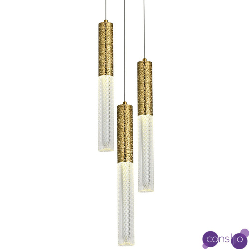 Подвесной светильник латунь Dew Drops Tube Brass Trio Hanging Lamp