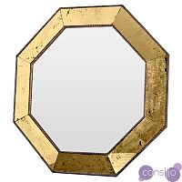 Зеркало золотое восьмиугольное в состаренной раме King gold old
