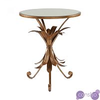 Кофейный столик круглый зеркальный с фигурной бронзовой ножкой Perugia