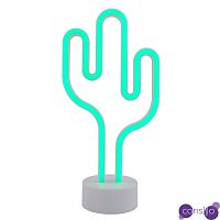 Неоновая настольная лампа Зеленый кактус