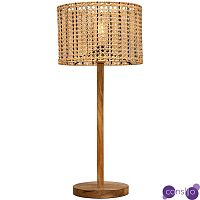 Деревянная настольная лампа с абажуром из ротанга Tamari Wicker Table Lamp