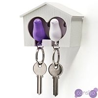 Держатель+брелок для ключей двойной sparrow белый-фиолетовый