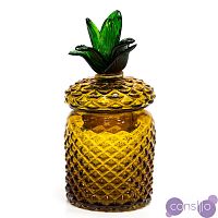 Ваза с крышкой Pineapple Transparent Amber S