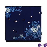 Синий Комод в Китайском стиле  ручная роспись Цветы и Бабочки Flowers and Butterflies Blue chest