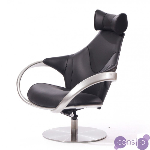 Кресло Apriori R кожа черная с серебром