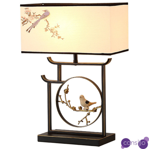 Настольная лампа с абажуром Bird Chinese Style Modern Table Lamp