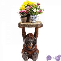 Приставной столик дизайнерский коричневый с фигурной ножкой Orang Utan