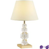 Настольная лампа с абажуром и основанием из хрусталя Neri Crystal Cubes Gold Table Lamp