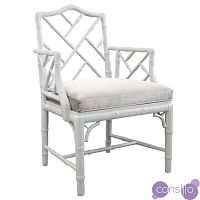 White Chippendale Arm Chair