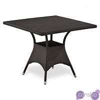 Плетеный стол квадратный искусственный ротанг со столешницей декинг темно-коричневый, 90х90 см