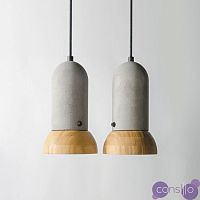 Подвесной светильник из цемента с деревянным абажуром B
