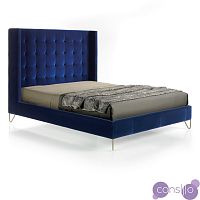 Кровать двуспальная 160х200 с высоким изголовьем от Angel Cerda синяя