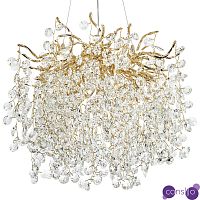 Люстра с хрустальными подвесками на металлических ветках Fairytree Light Gold Chandelier 10
