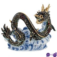 Декоративная фарфоровая статуэтка Китайский дракон на облаке Зеленый