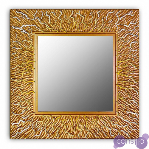 Квадратное зеркало настенное бронза CORAL